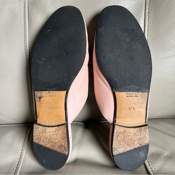 GUCCI Princetown Leather Horsebit Loafer Mules Sz 37.5 Perfect Pink Italy Made - Picture 10 of 17